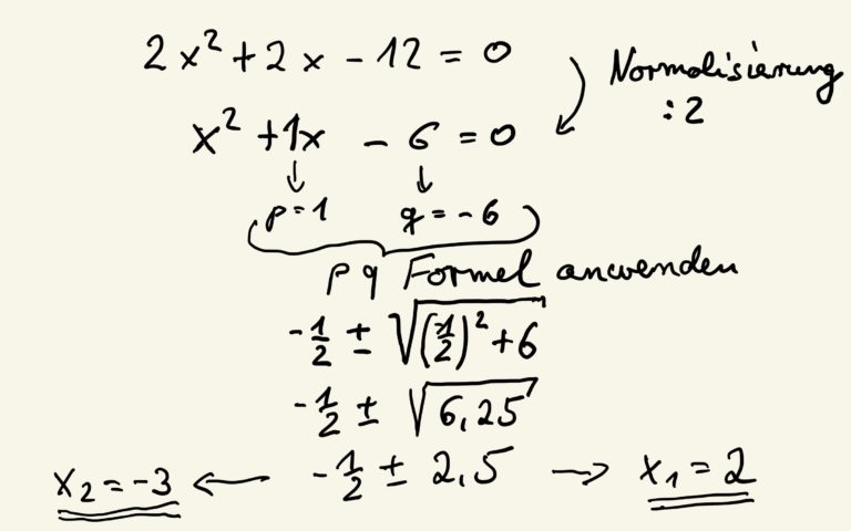 PQ-Formel - Nullstellen Quadratischer Gleichungen Berechnen ...